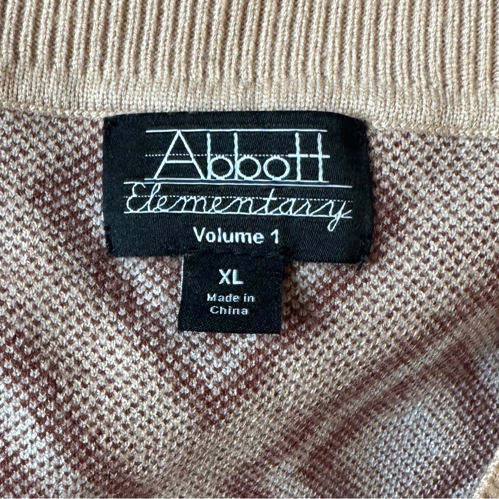 Abbott Elementary Diamond Beige Tan Cardigan Swea… - image 2